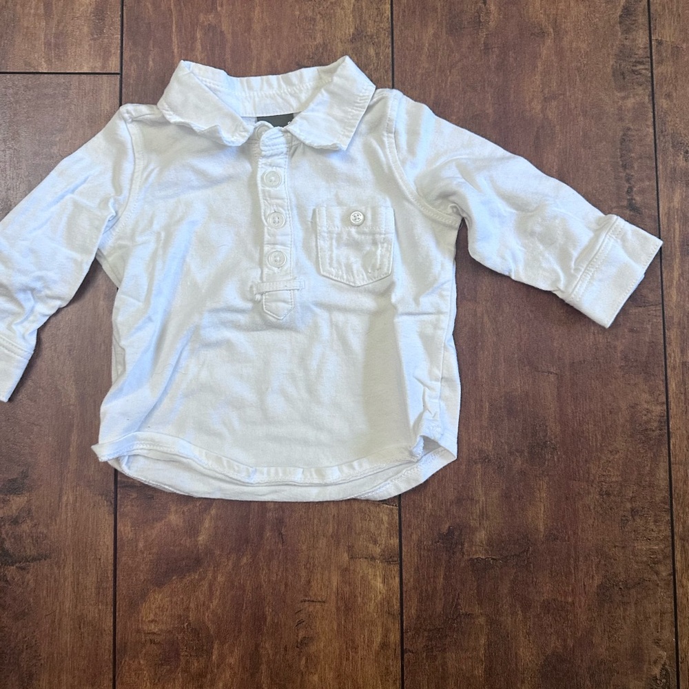 Baby Gap white longsleeve polo 3-6 months